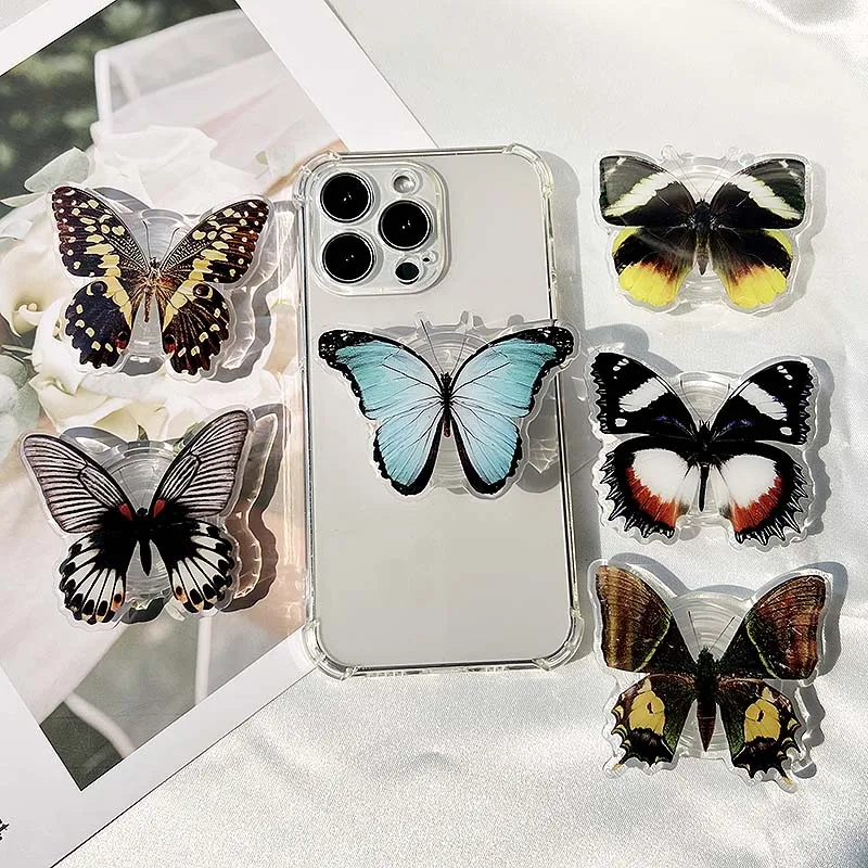 

Socket Folding Grip Tok Bionic Butterfly Phone Holder 3D Effect Transparent handle insect phone Stande