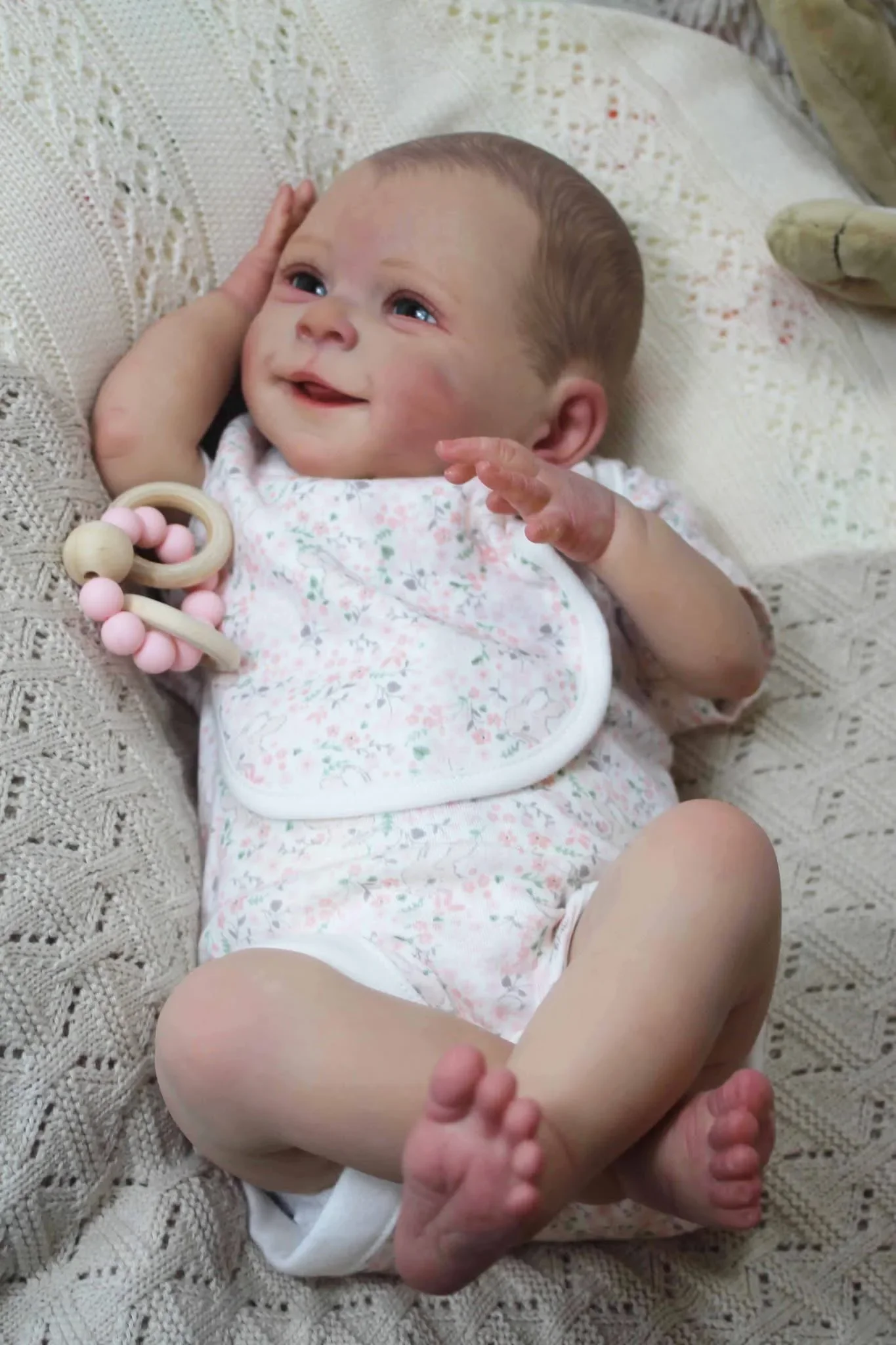 NPK 19'' Newborn Baby Sebastian Reborn Doll  Handmade 3D Skin Visible Veins with Hand Drawn Hair Collectible Art Doll