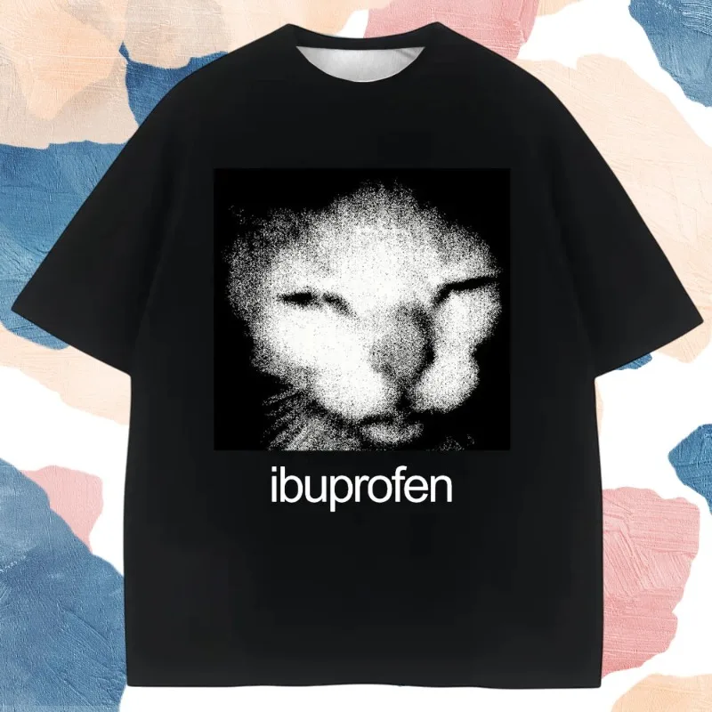 2025 neue Heiße Lustige Ibuprofen Katze Meme Grafik T Shirt Männer Frauen Humor Mode T-Shirts Übergroßen Casual Streetwear T-shirts