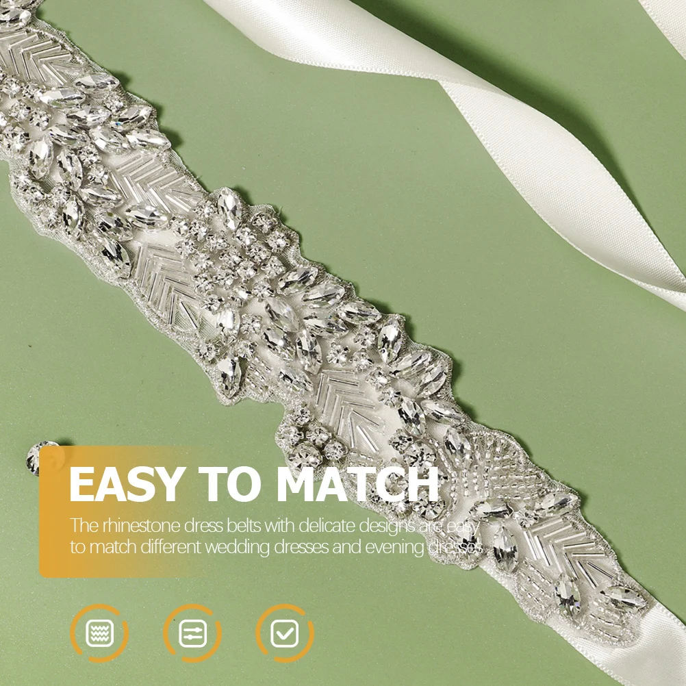 

Rhinestone Bridal Belt Decorative Wedding Dress Belt Self-Tie Ribbon for Prom Party Gown Wedding Accessory Bridal Belts