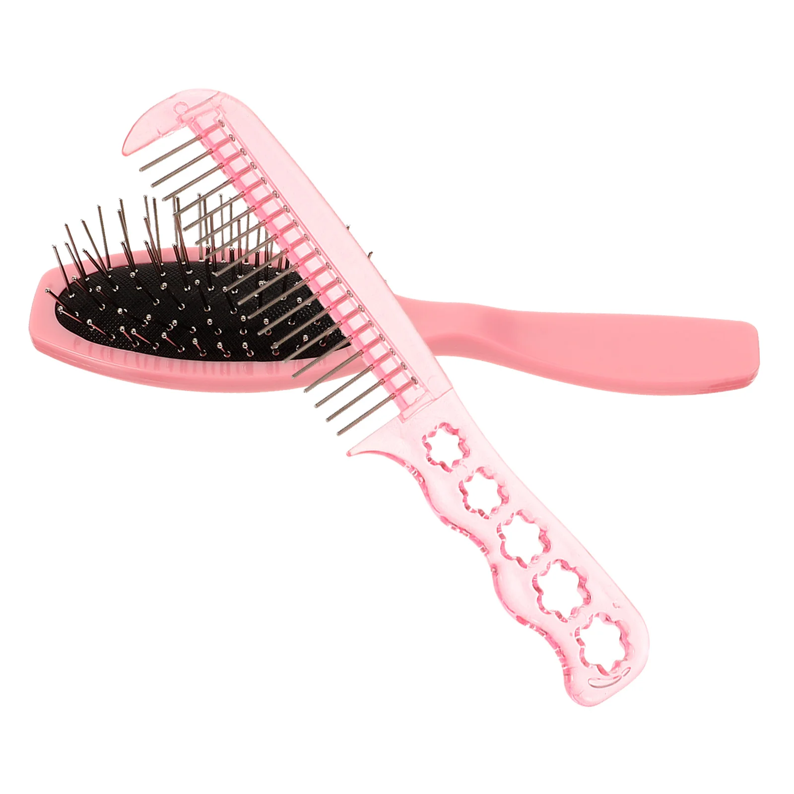 

1 комплект, мягкая расческа-лопатка, металлическая щетка для распутывания, розовый набор инструментов для укладки влажных и вьющихся волос, маленькая щетка, розовая расческа