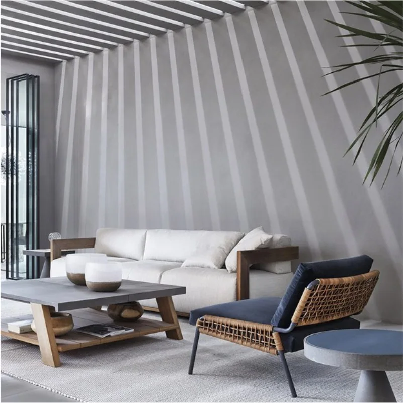 

qw-Living Room Rattan Model Room Hotel Club Sales Department Terrace Outdoor Balcony Leisure Sofa Table and Chair Combination%