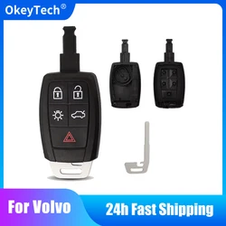 OkeyTech for Volvo C70 C30 V40 V50 Smart Auto Car Smart Remote Key Shell Cover Case Fob with Insert Insert Blank Blade 5 Button