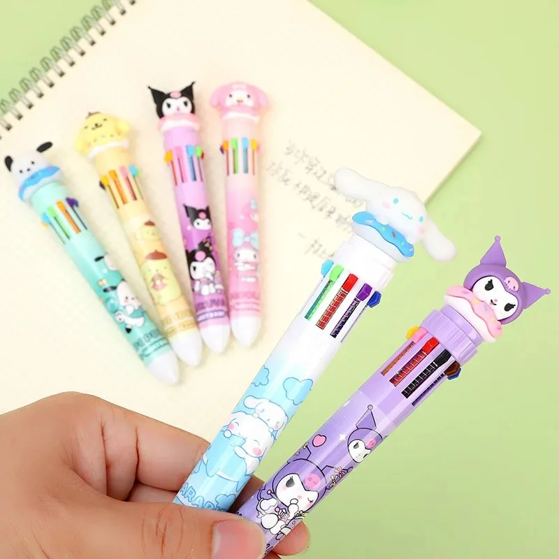 Sanrio 10 stylo à bille couleur cannelle ma mélodie étudiant stylo à bille papeterie bureau fournitures scolaires dessiner Wrirte marque stylo