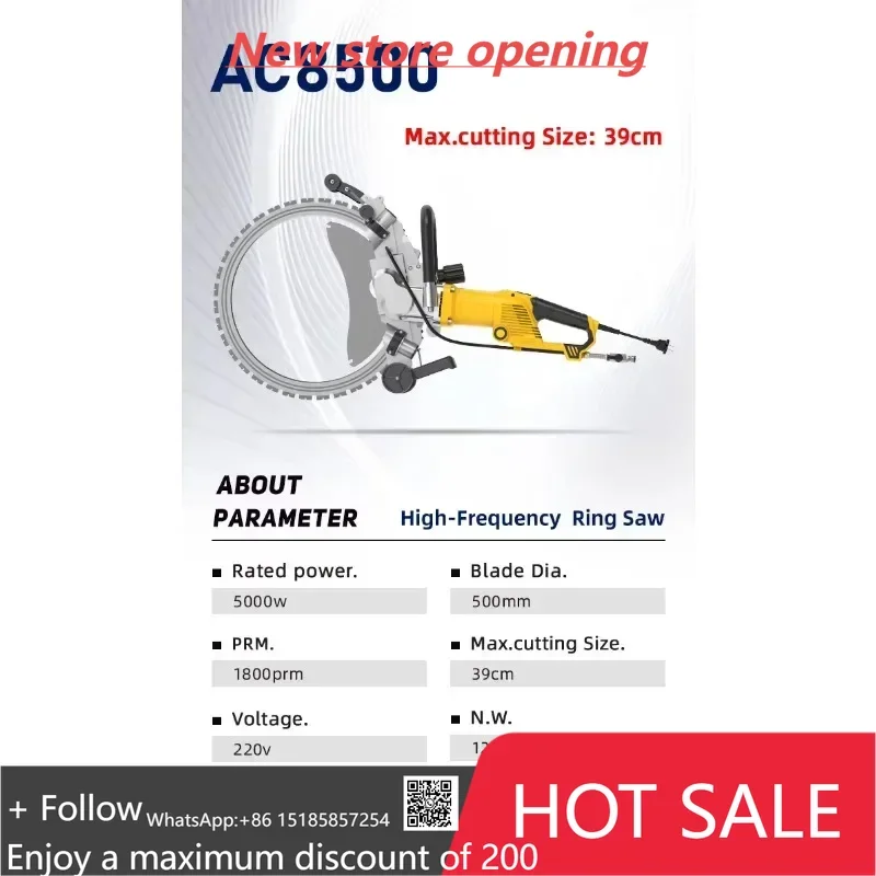 

AC8500 500mm Electric Power Concrete Cutters 390mm Cutting Depth Wall Cutting Machine Ring Saw