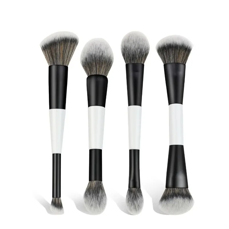 Pinceaux de maquillage à Double tête 2 en 1, fond de teint plat à angle, correcteur, Contour pour mélanger la poudre libre, crème liquide, outils cosmétiques