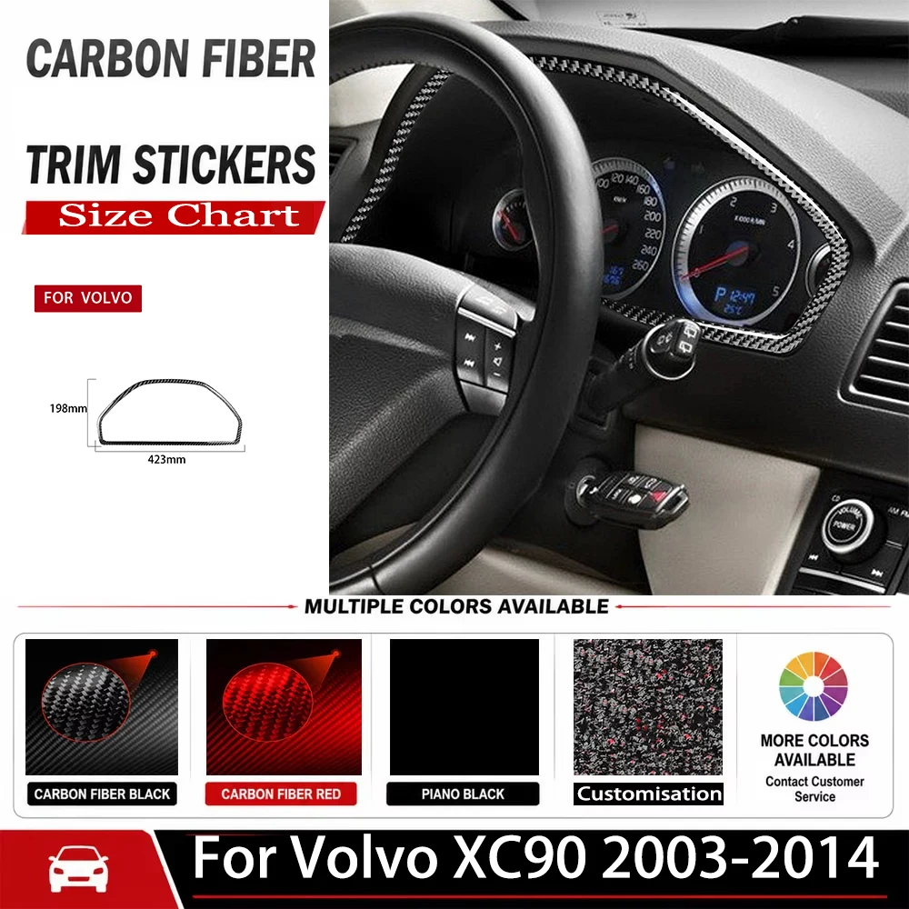 For Volvo XC90 2003-2014 Carbon Fiber Speedometer Surround Dashboard Frame Trim Car Interior Modification Accessories Sticker