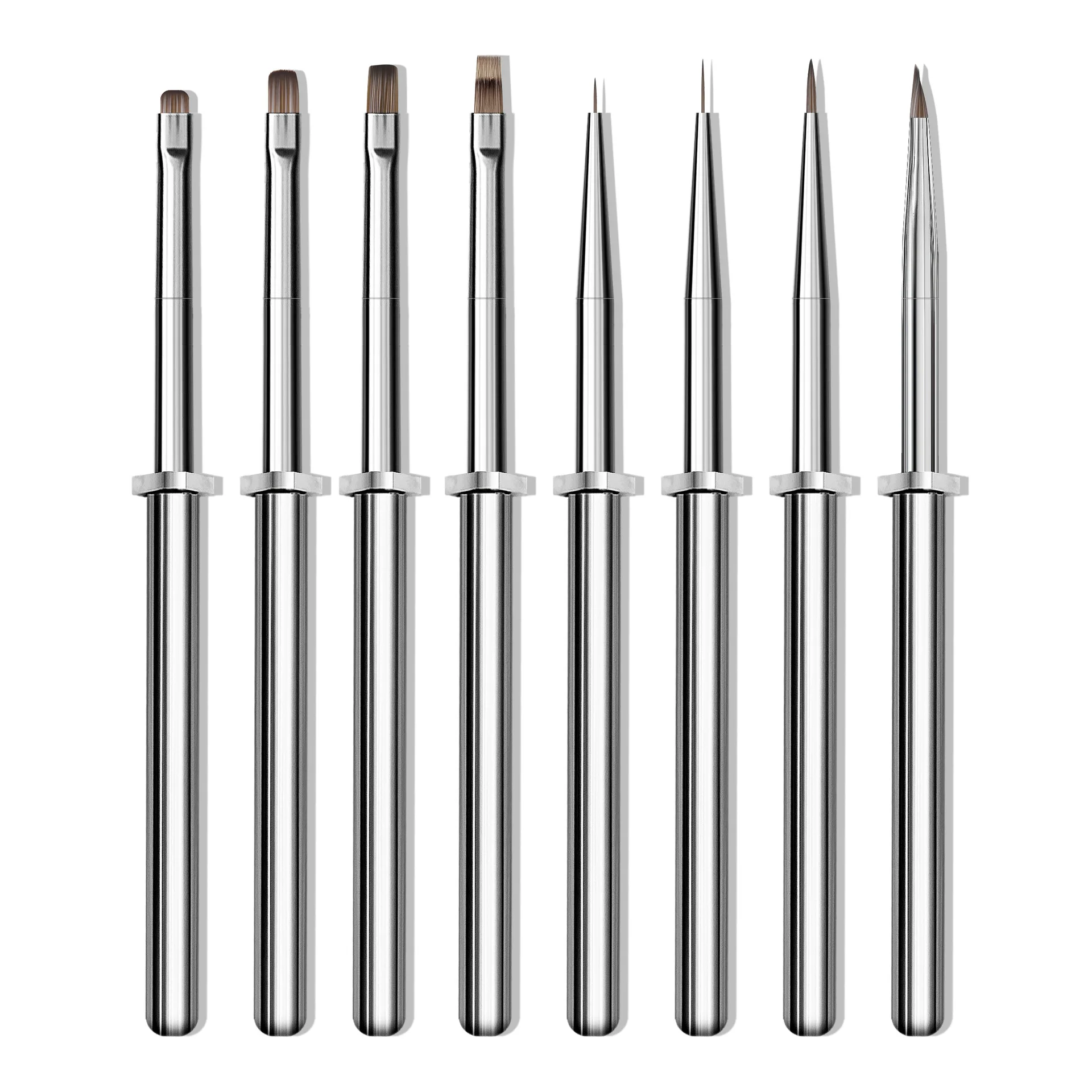 ชุดแปรงเพ้นท์เล็บแบบถอดได้, แปรงทรงสี่เหลี่ยมเล็ก ทรงกลม ทรงสามเหลี่ยม และแปรงไลเนอร์สำหรับเพ้นท์เจล, อุปกรณ์เพ้นท์เล็บระดับมืออาชีพ