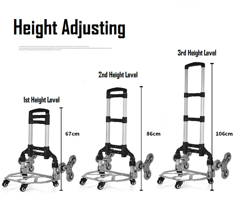 Portable Foldable Aluminum Alloy Push Cart, Stairs Climbing Shopping Hand Cart, Easy Carry Folding Trolley, Push Carts