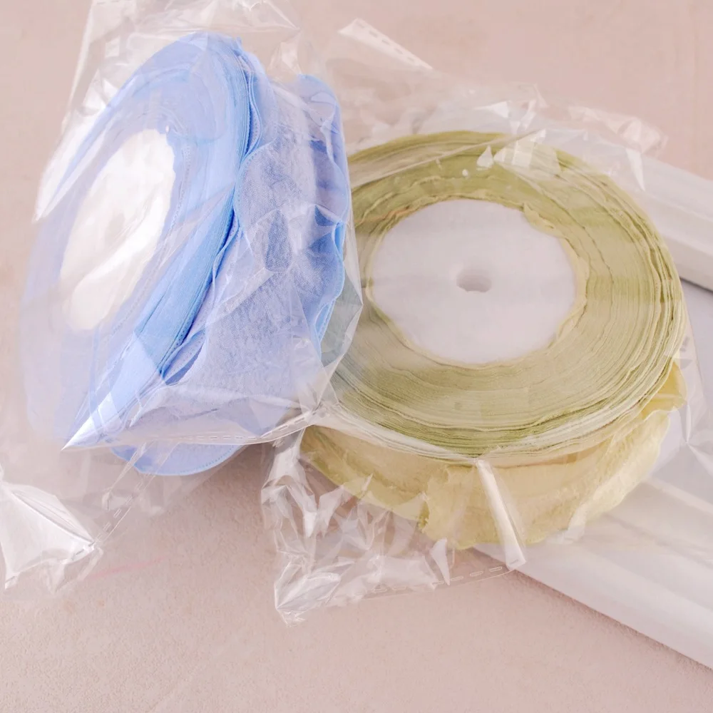 Cinta con dobladillo arrugado y volantes de 4 cm para lazos/zapatos/sombreros DIY, 12 colores, rollo de 25 yardas, venta al por mayor (precio/paquete)