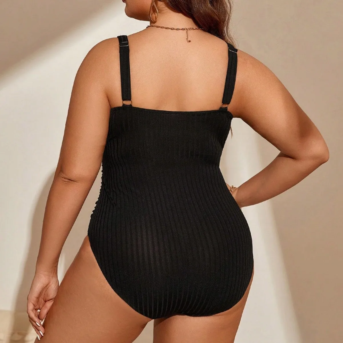 Sexy Ribbed One Piece Swimsuit Women Large Size Bikini Plus Size Swimwear Female Bather Bathing Suit Swim Monokini 4XL