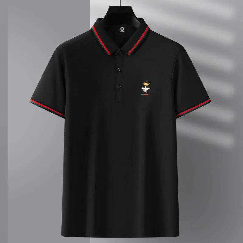 

Высококачественная роскошная мужская футболка Long Sve с вышивкой пчелы, ультра облегающая молодежная трендовая летняя коллекция