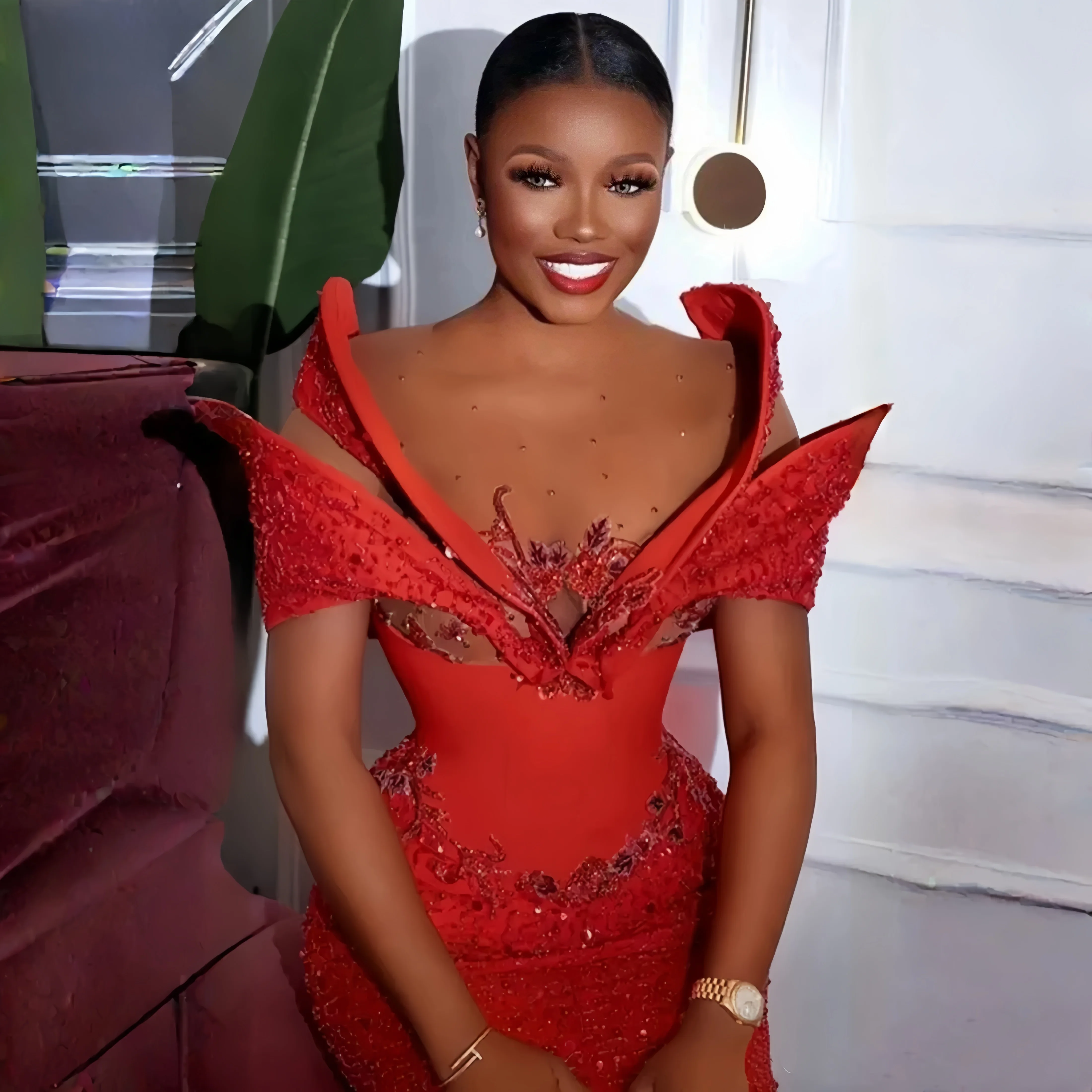 تخصيص زائد الحجم حفلة موسيقية فساتين السهرة الوهم حورية البحر فستان عيد ميلاد رسمي فساتين الاستقبال الثاني للنساء السود الأفريقيات #3