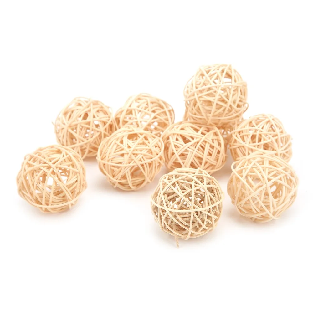 10pcs Handwoven Rattan Chew Balls 5CM Diameter Small Size Small Animal Chew Toys Safe And Harmless Pure Color Parrot Chew Toys