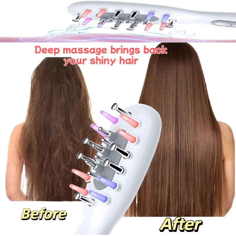 

Электрическая расческа для ухода за волосами, светодиодный цветной свет, микротоковый массаж, светодиодный кондиционер для волос, радиочастотный горячий компресс, уход за кожей головы