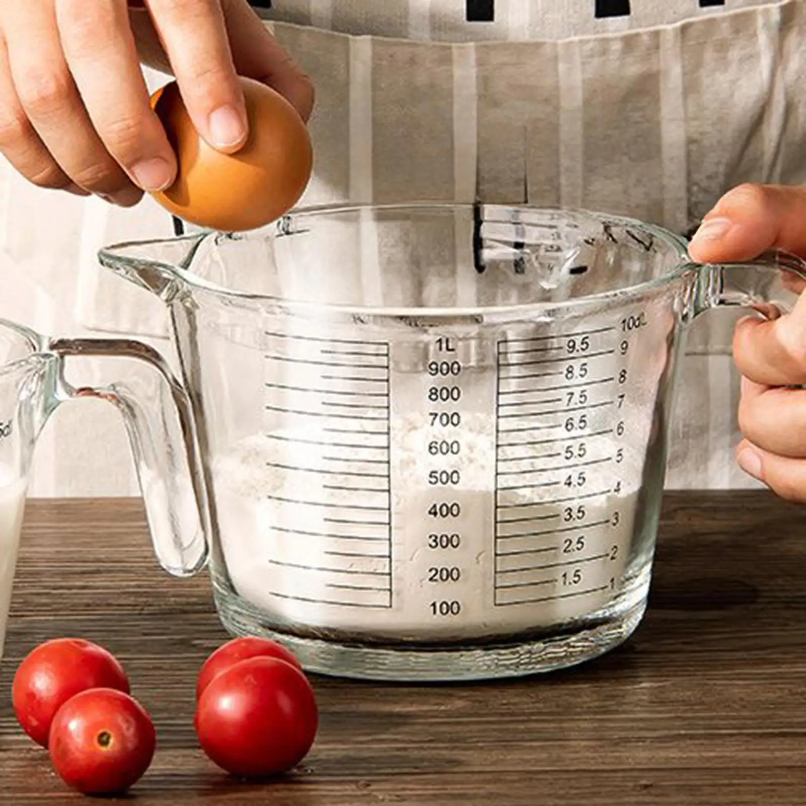

Kitchen Measuring Cups Glass Containers Measure Cups Baking Supplies Microwave Safe Kitchen Tools with Lid for Liquid Egg Food