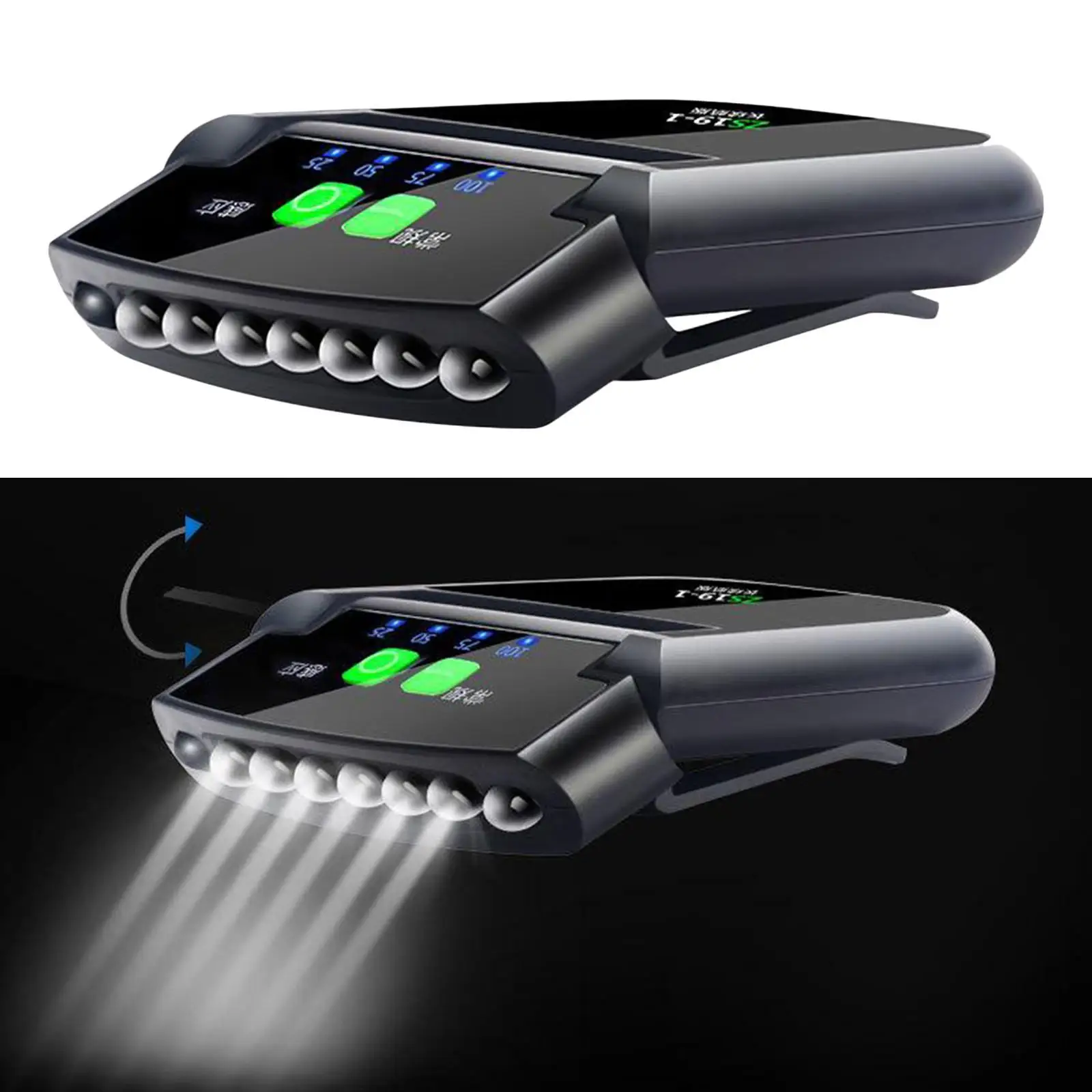 Rechargeable Visor Light with Motion Sensor, 100 Lumen LED Hat Light, with Power Display