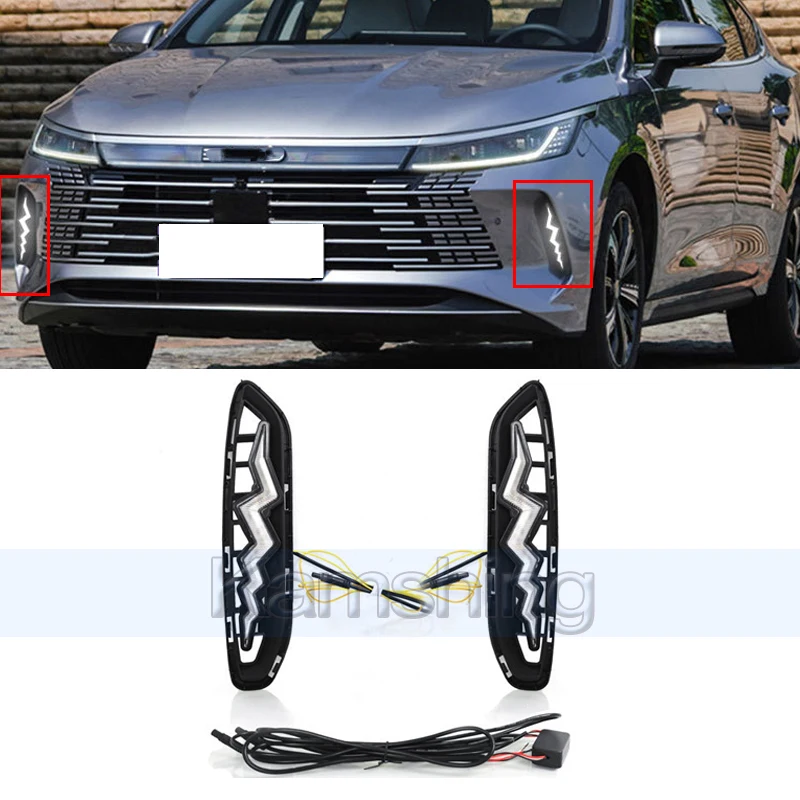 

1pair LED Daytime Running Light For BYD King DM-i Destroyer 05 2023-2025 DRL Front Bumper Light Foglamp Turn Signal Light