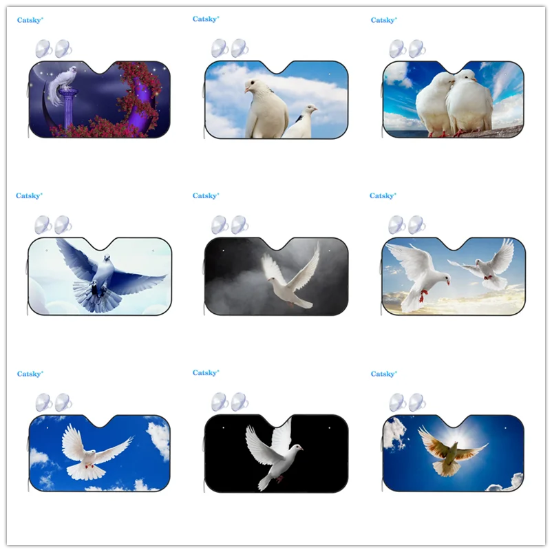 Universal Car Windshield Sunshade, Animal Dove Peach Bird Print Sun Shield Protector Foldable Sun Visor Covers