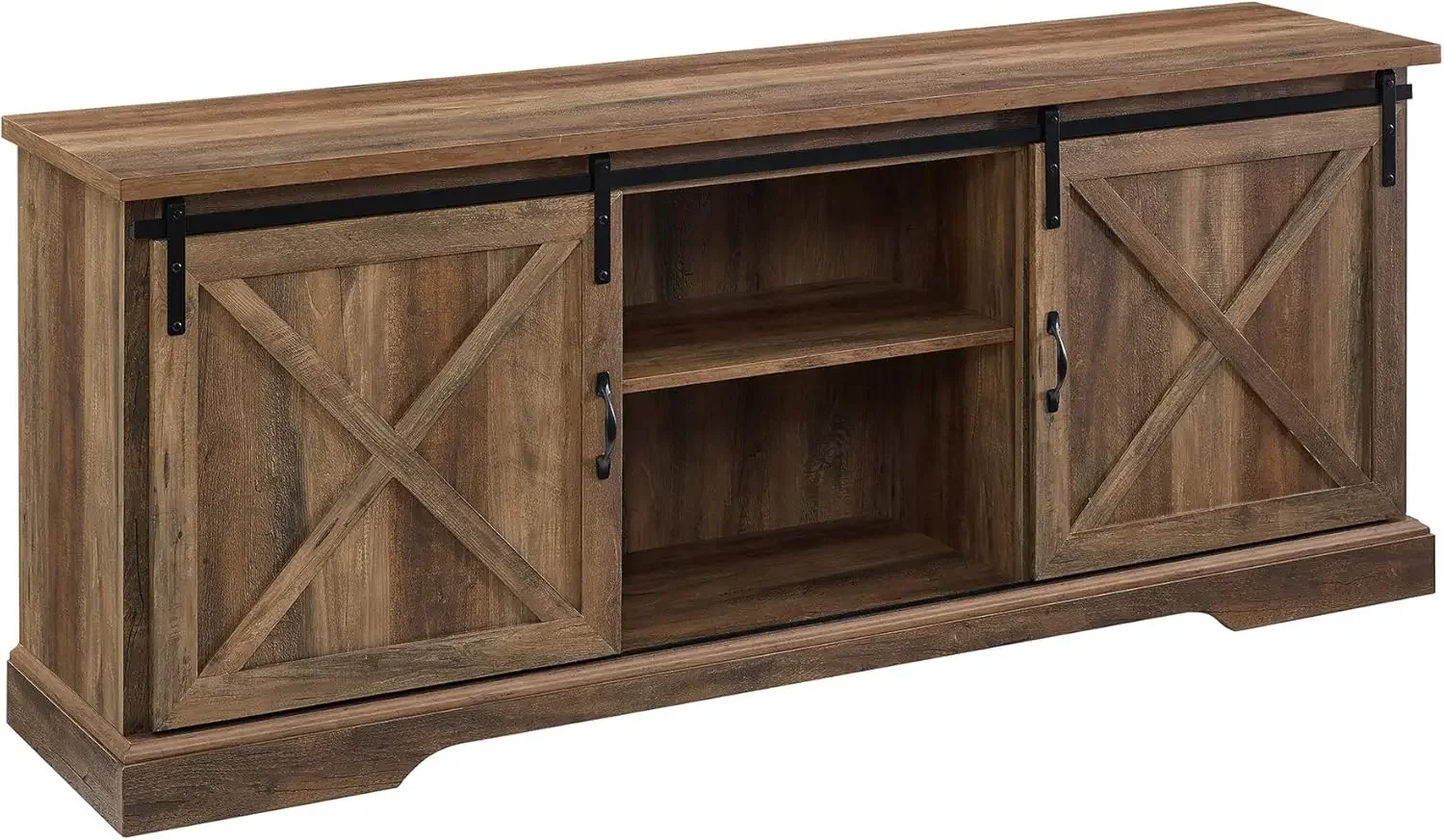 Modern Farmhouse TV Stand Sliding Barn Door For TVs Up To 80 Inches 70 Inch Reclaimed Barnwood Rustic Oak