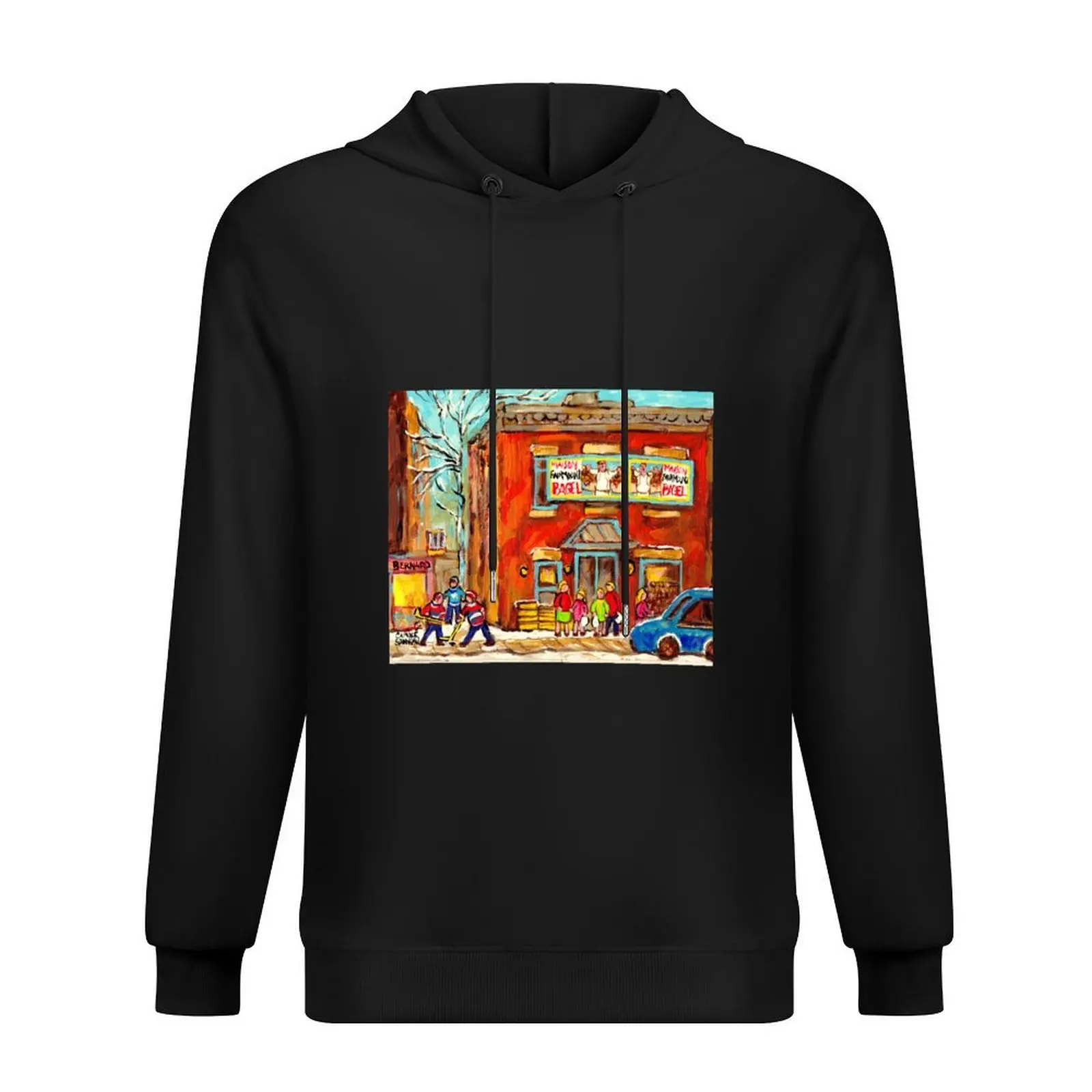 

FAIRMOUNT BAGEL MONTREAL WINTER SCENE Hoodie men's coat men's winter sweater mens clothing autumn new products hoodies for men