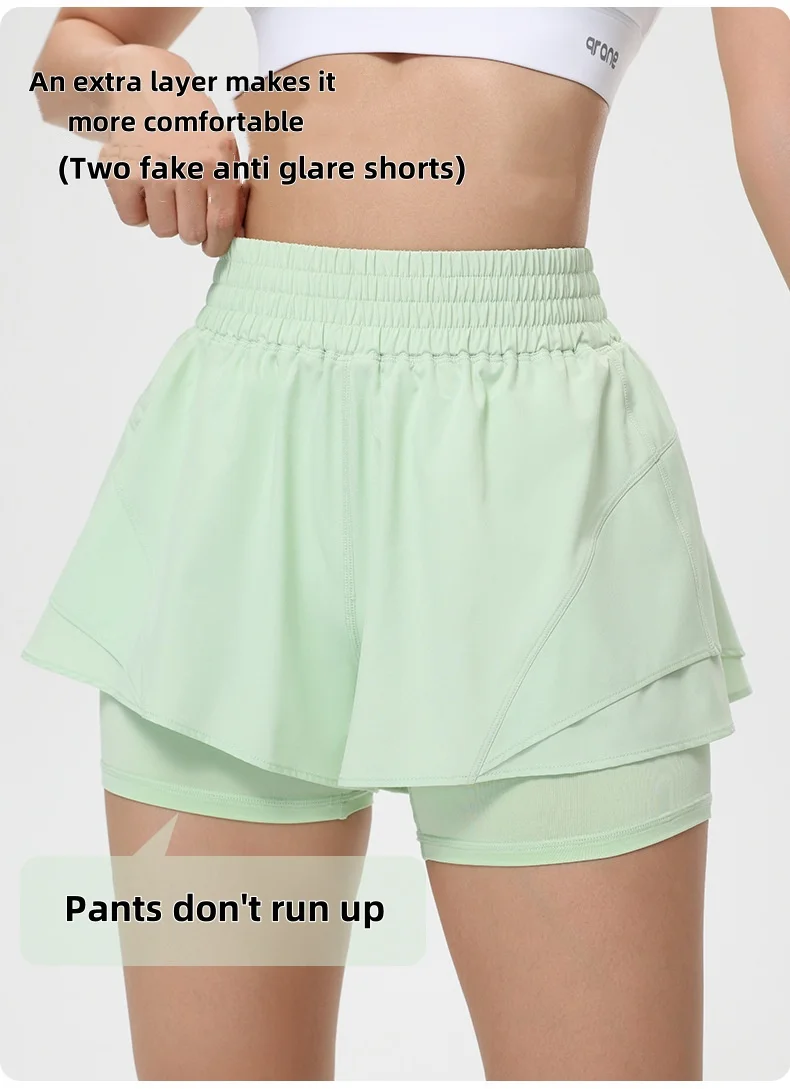 شورت رفيع يسمح بمرور الهواء مع مرونة عالية وسراويل رياضية مضادة للوهج للتدريب واللياقة البدنية والجري والسراويل الثلاثة أرباع #1