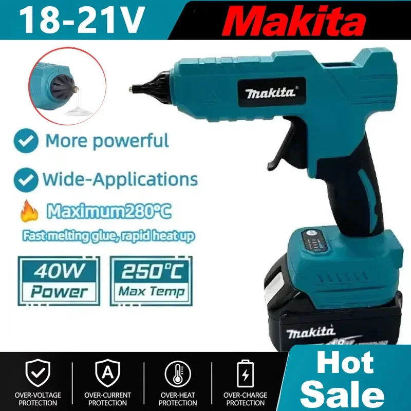 Makita Cordless Electric Hot Melt Glue Gun 18V Battery Powered Hot Air Welding Gun for Home Crafts DIY