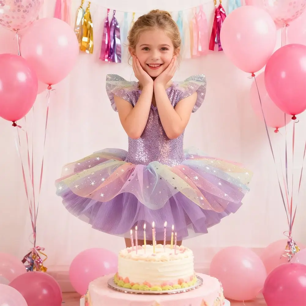 Fashion Sequin Kids Ballet Dress Modern Puffy Performance Clothes Shiny Party Dress Ballet Tutu Dance