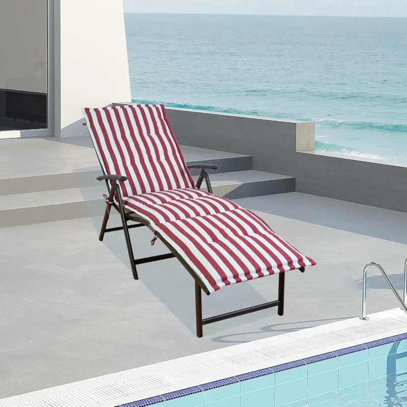 Cozy Aluminum Reclining Lounge Chair - Perfect for Beach, Yard, Pool, Deck, Patio Outdoor Chaise Lounge with Drink Holder,