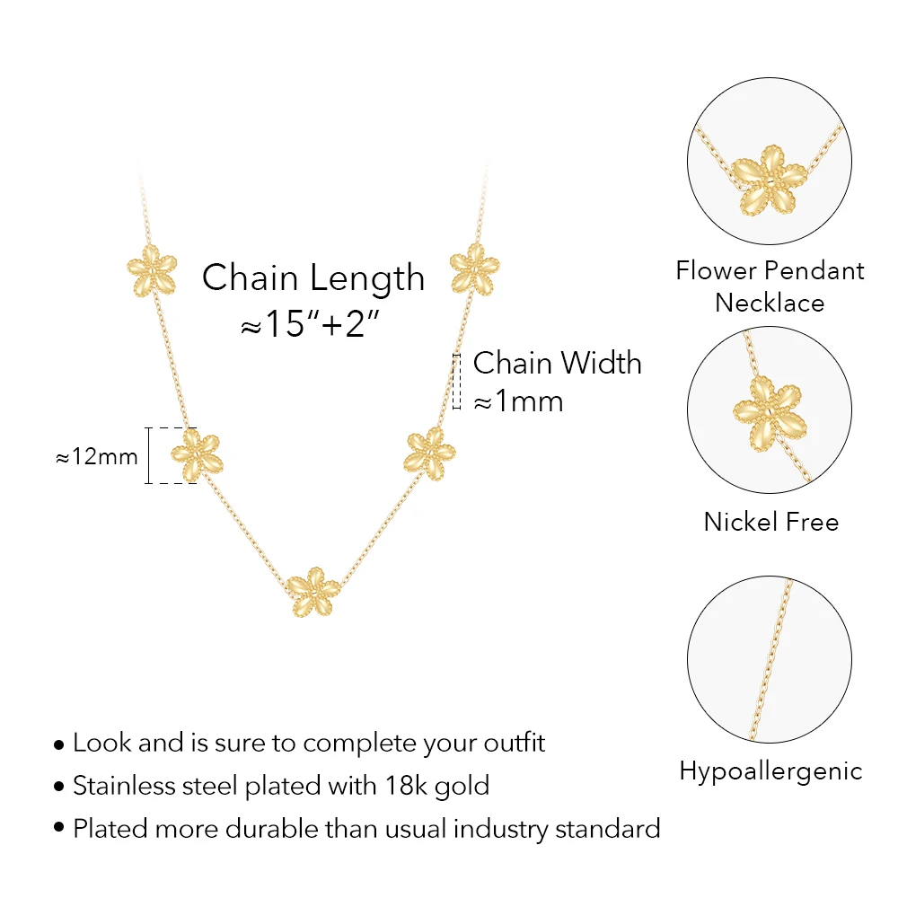 ENFASHION Polka Dots Flower Pendant Necklace For Women's Collares Para Mujer Stainless Steel Gold Color Jewelry P243432