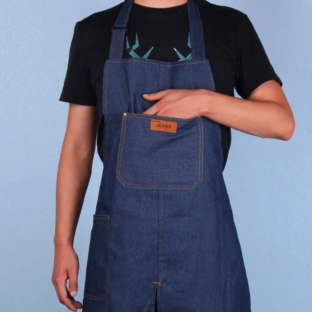 Denim Split Leg Pottery Apron Adjustable Mud-retaining Ceramic Sculpture Overalls Anti-oil Pocket Potters Work Apron