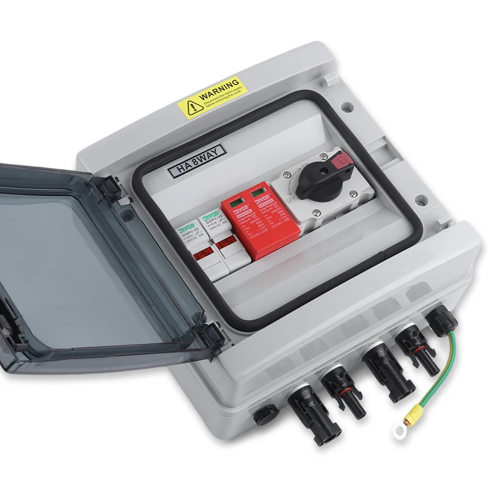 IP65 Waterproof&Dustproof PV Combiner Box DC 1000V 1 In 1 Out Outdoor Wall-mounted Electrical Box With Fuse SPD Surge Protection