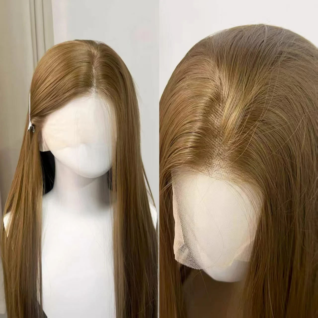 

Коричневый парик с кружевной передней частью для женщин, 13x4 HD, 26 дюймов, длинные прямые волосы, синтетический парик с кружевной передней частью для повседневного использования и ролевых игр