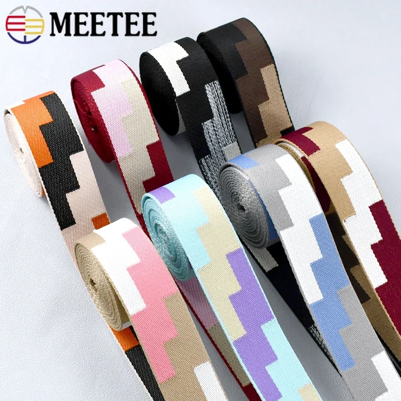 1-5M Meetee 38mm Webbing Strap Nylon Tape Shoudler Bag Straps Jacquard Ribbon Clothes Belt Band Sewing Bias Binding Accessories