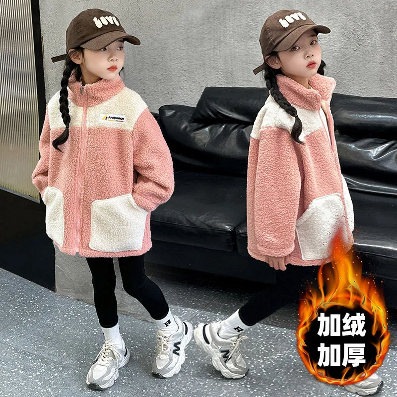 

3-12 Years Kids LambWool Coats,2025 New Winter Boys Girls Plus Velvet Warm Jackets Autumn Children Outerwear Autumn Clothing