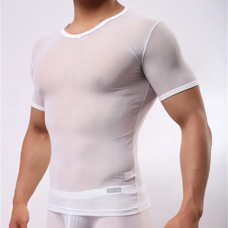 Corpo transparente Shapewear colete para homens, camisetas respiráveis, roupa interior apertada, camisa de emagrecimento, Bodyshaper Slim