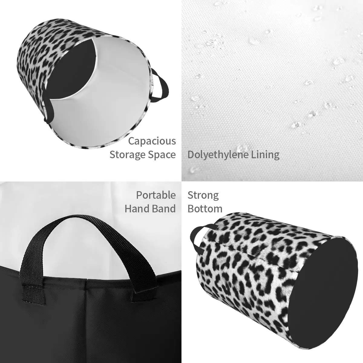 Leopard Print Dirty Laundry Baskets Foldable Large Waterproof Clothes Storage Basket For Home Children's