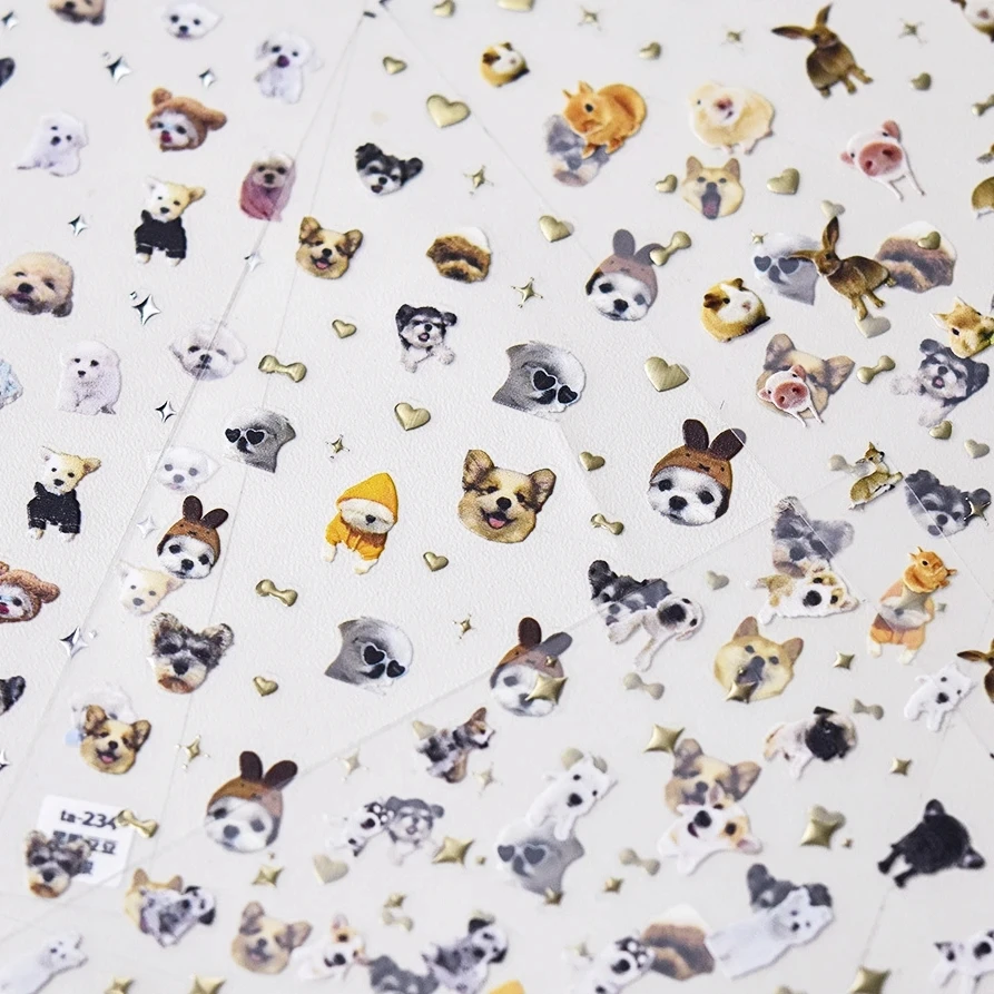 Schöne Hund Katze Tier Hase 3D weiche geprägte Relief selbstklebende Nail Art Aufkleber süße hübsche Welpe Kitty Star Maniküre Aufkleber – Detail 3
