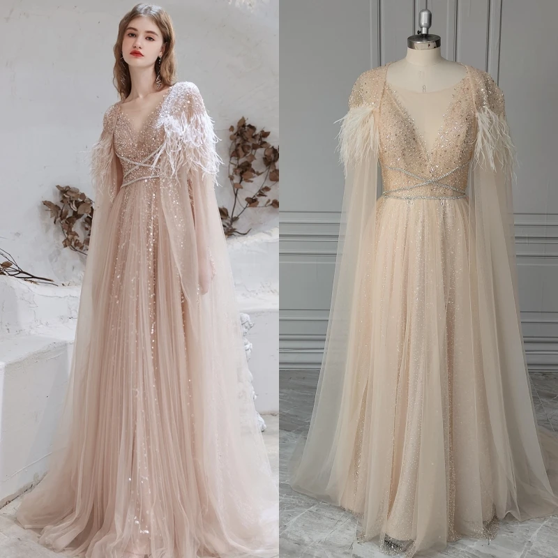 

15471# Real Photo Exquisite V-neck Wedding Dress Luxury Beading Lace Detachable Train Bridal Gown Prom Evening Dresses For Women