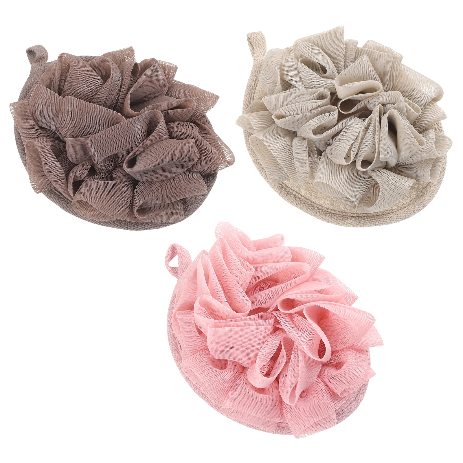 

3pcs Bath Sponge Brush Pink Beige Shower Loofah Gloves Body Scrubber Cleaning Foam Exfoliating Travel Bath Ball