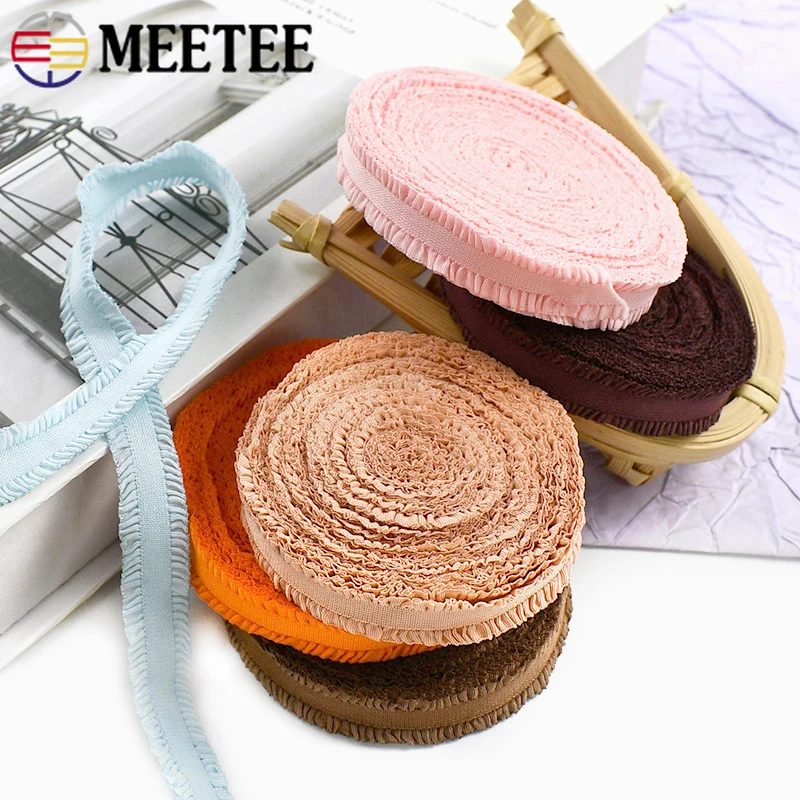 

5/10/20Yards 13mm Double Ruffle Elastic Band Underwear Shoulder Strap Lace Trim Dance Dress Decor Rubber Bands Crafts Supplies