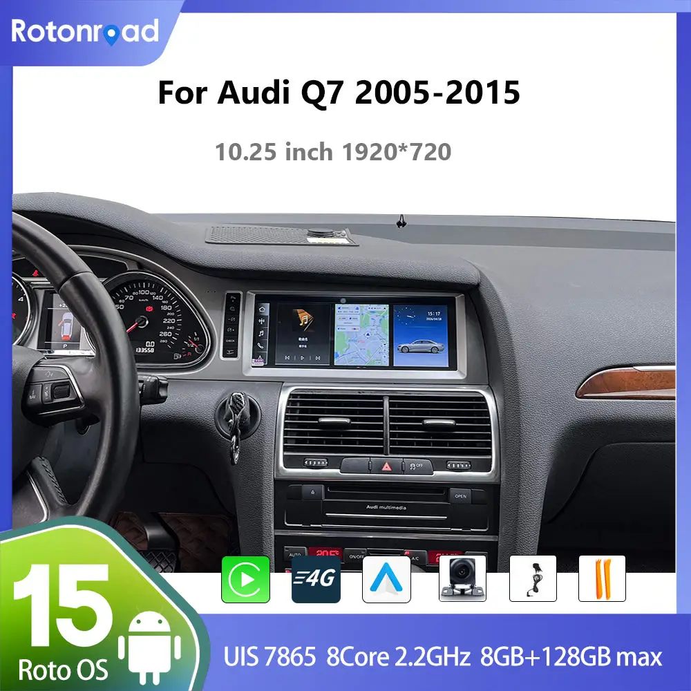 For Audi Q7 2005-2010 10.25inch Android auto Android radio  Carplay Navigation Multimedia Player GPS  Android auto QLED