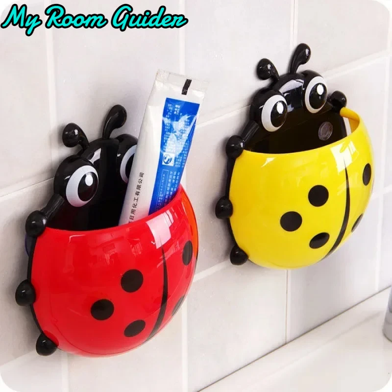 1pcs Cute Ladybird Beetle Toothbrush Toothpaste Shelves Pencil Storage Holders Racks Children Brush Teeth Bathroom Supply