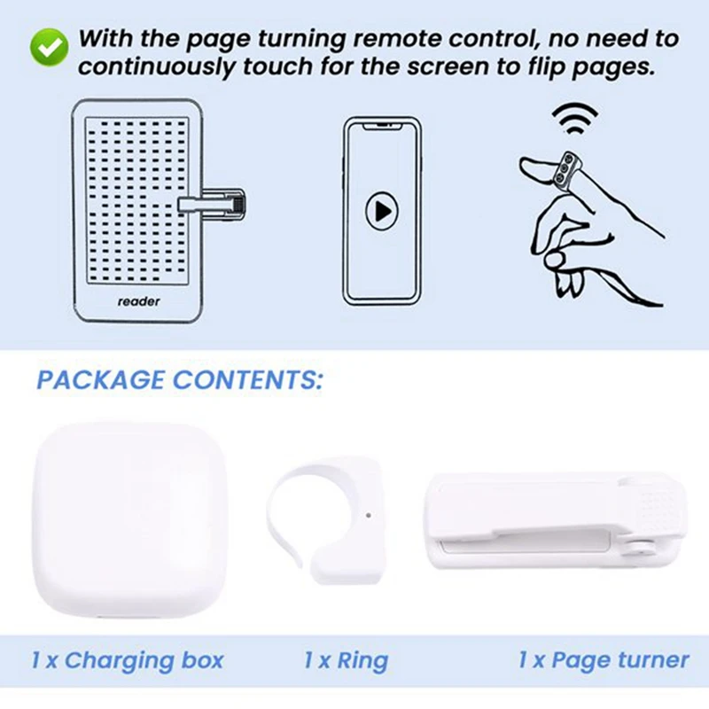 Remote Control Page Turner Ring For Kindle Paperwhite Oasis, Bluetooth E-Reader Controller,Camera Shutter D07 Pro