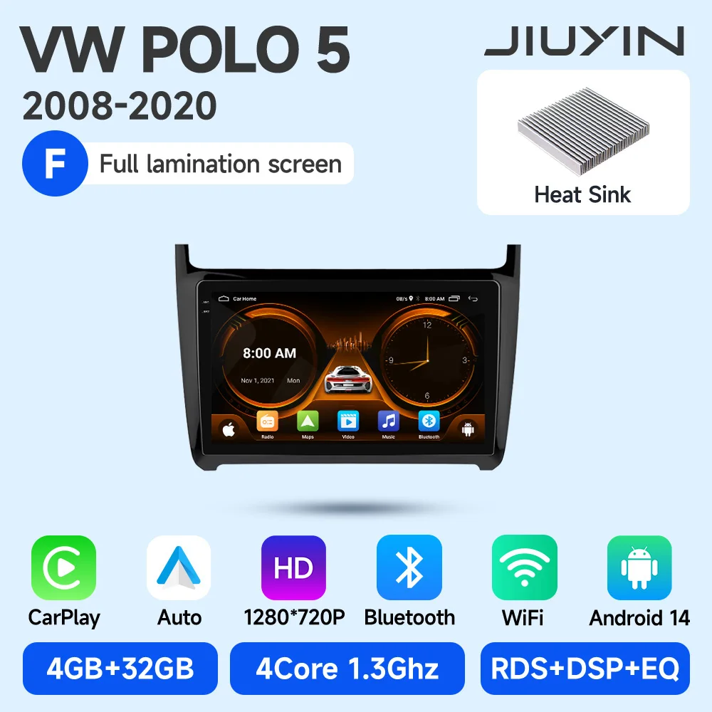 JIUYIN Android Auto Autoradio Voor VW POLO 5 sedan 2008-2020 Draadloze CarPlay GPS Multimedia 2 din Intelligente Systemen Stereo