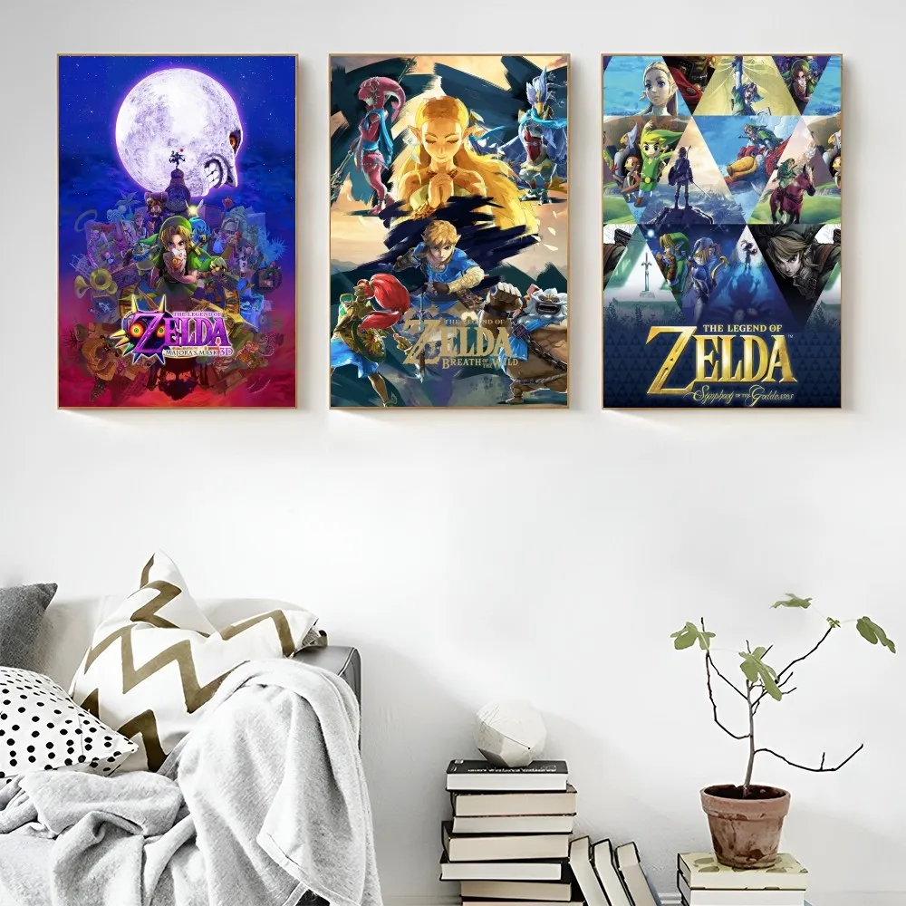 2023 Legend Video Game Poster Canvas Painting Zeldas Self-adhesive Art Waterproof Paper Sticker Coffee House Bar Room Wall Decor