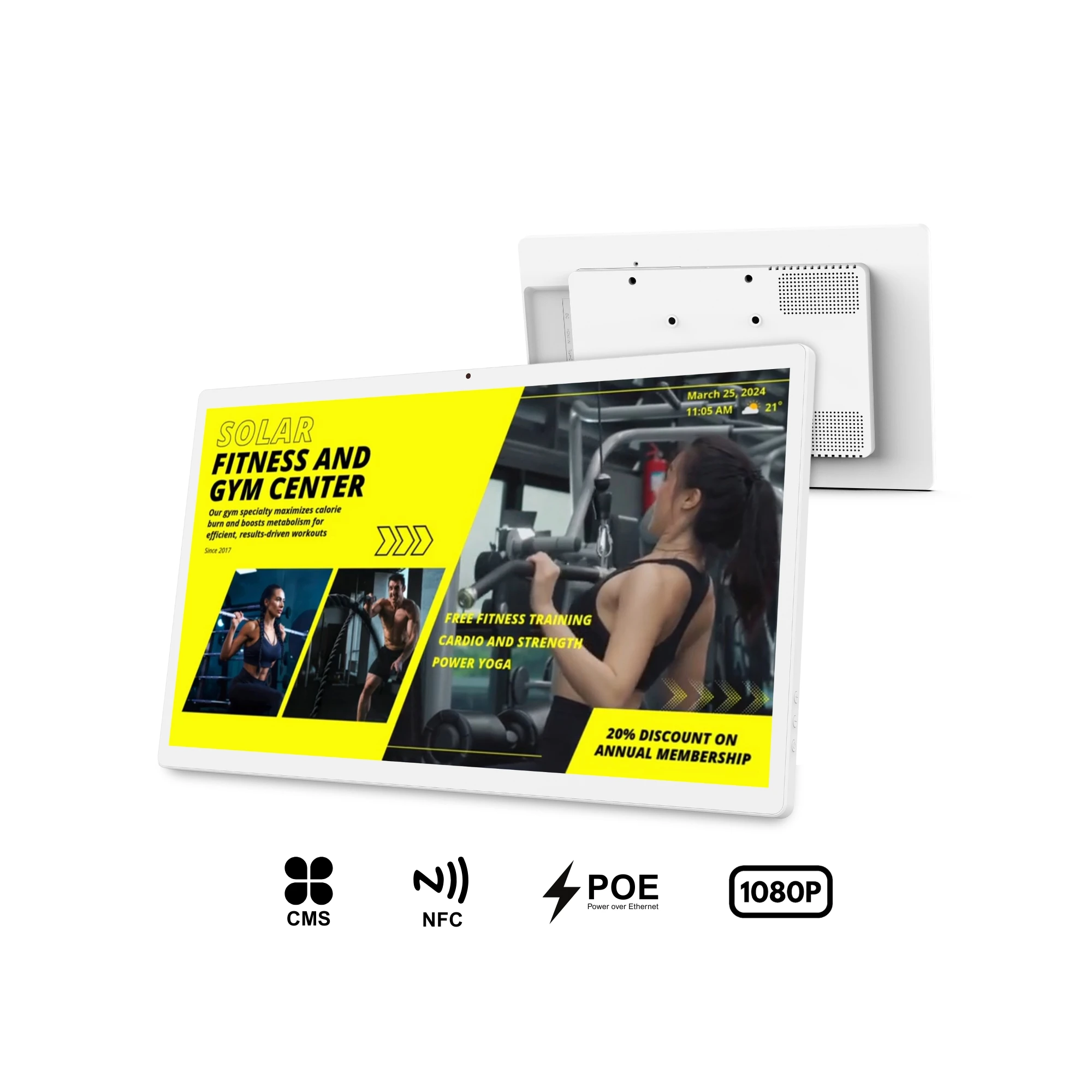 

32-Inch Digital Signage Monitor Wall Mount Android 13 4 + 64GB Storage Optional POE/NFC 6 TOPS Business AI Touch Screen