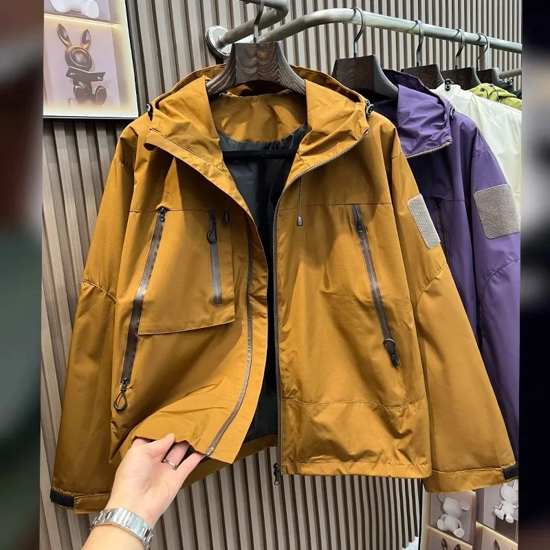 

Мужская уличная водонепроницаемая куртка большого размера 250 Pou в американском ретро-стиле, ветрозащитные брюки для работы, весна-осень, модные
