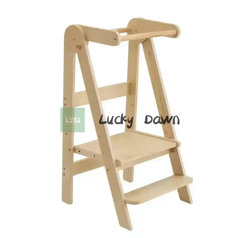 

Children's Hand Stool - Solid Wood Baby Stair-step Baby Chair with Foldable Armrests