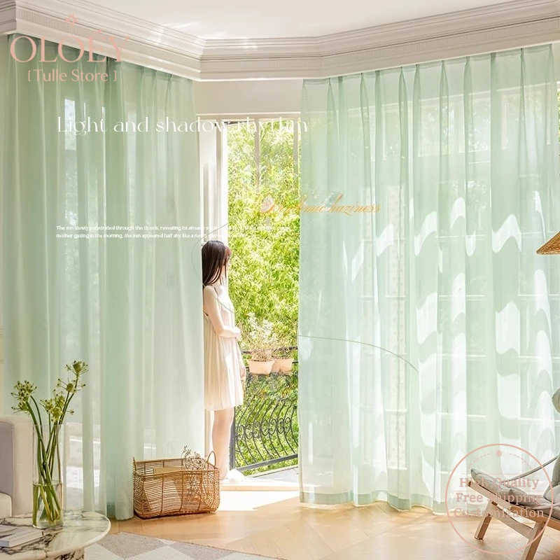

New Design Sheer Curtain for Bedroom Living Room Light Filtering Not See Through Modern Semi Transparent Dreamy Window Treatment